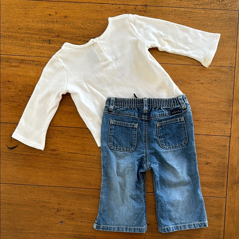 Children's White Top and Blue Jeans Set - Picture 2 of 2